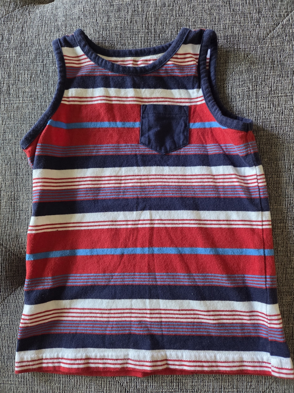Jumping Beans Girls Striped Tank with Chest Pocket Size 2T